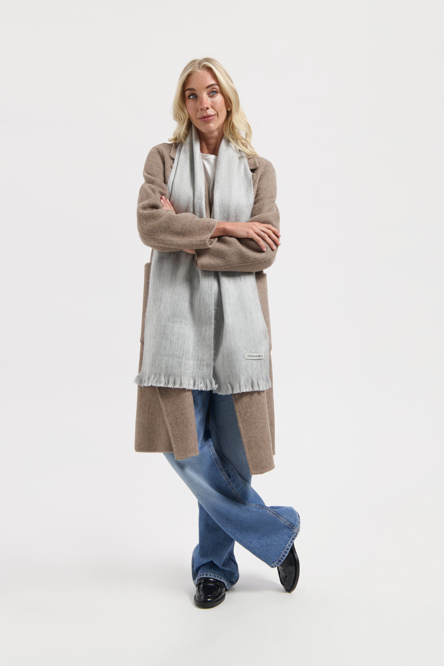 Double Scarf Light Grey/ White