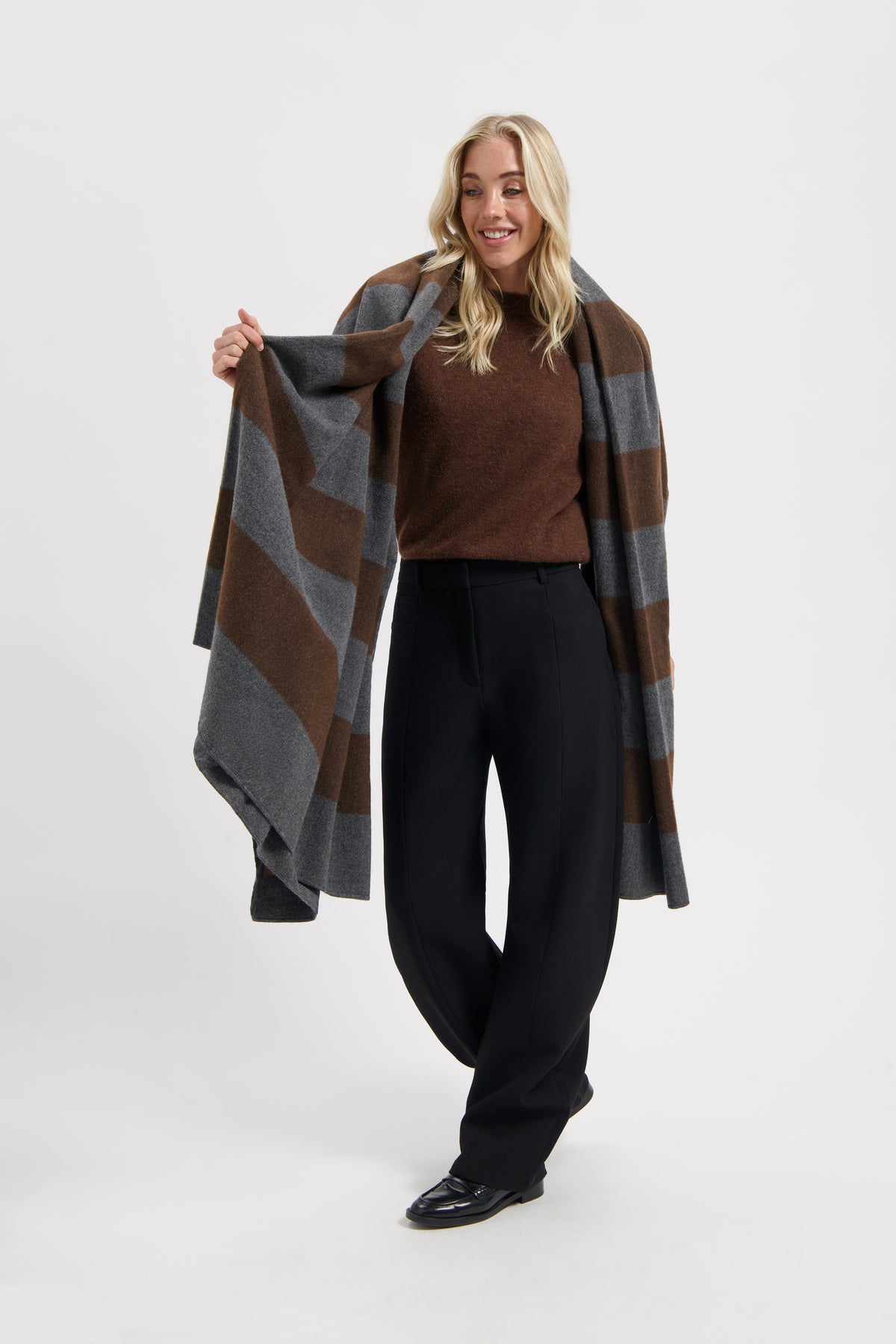 Plaid Striped Dark Grey & Chocolate Brown