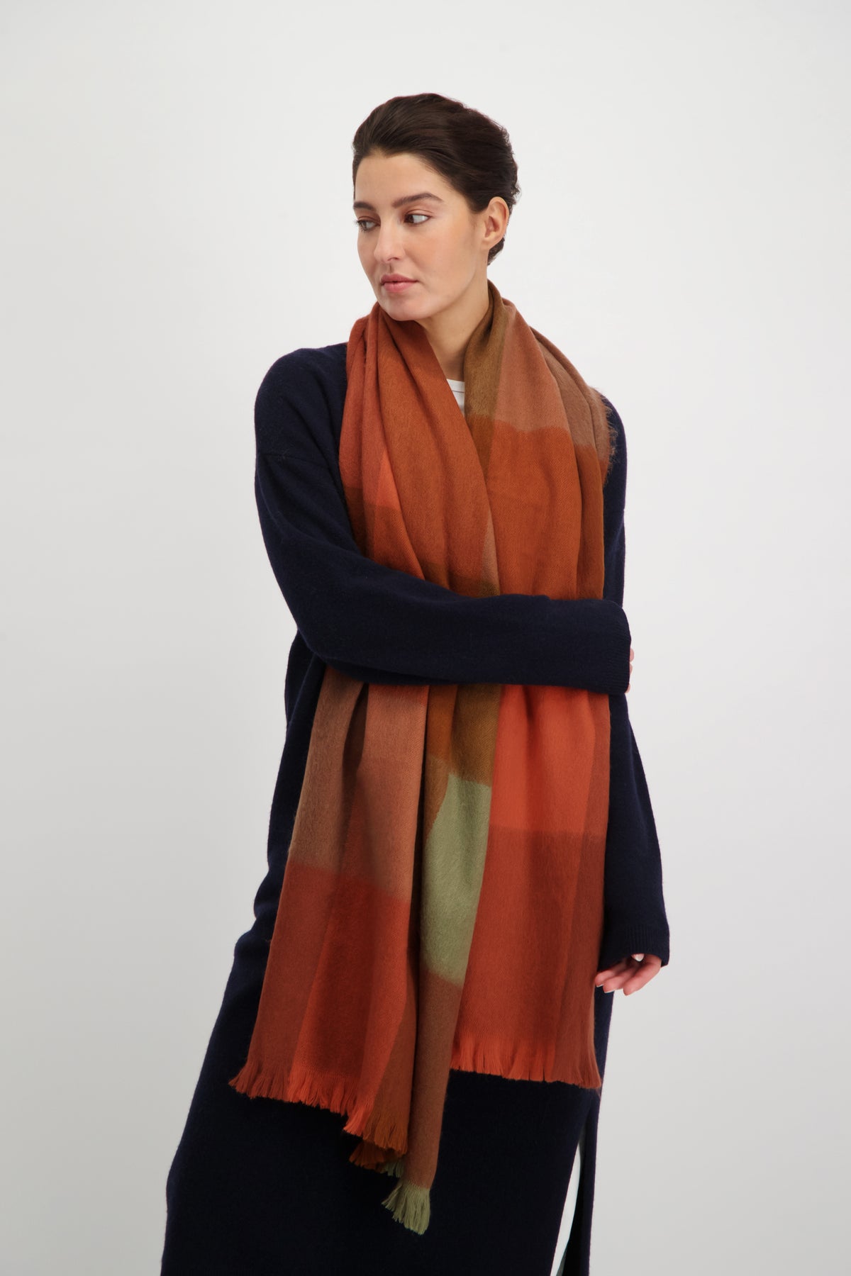 Scarf Blocked Cinnamon, Terracotta & Brown