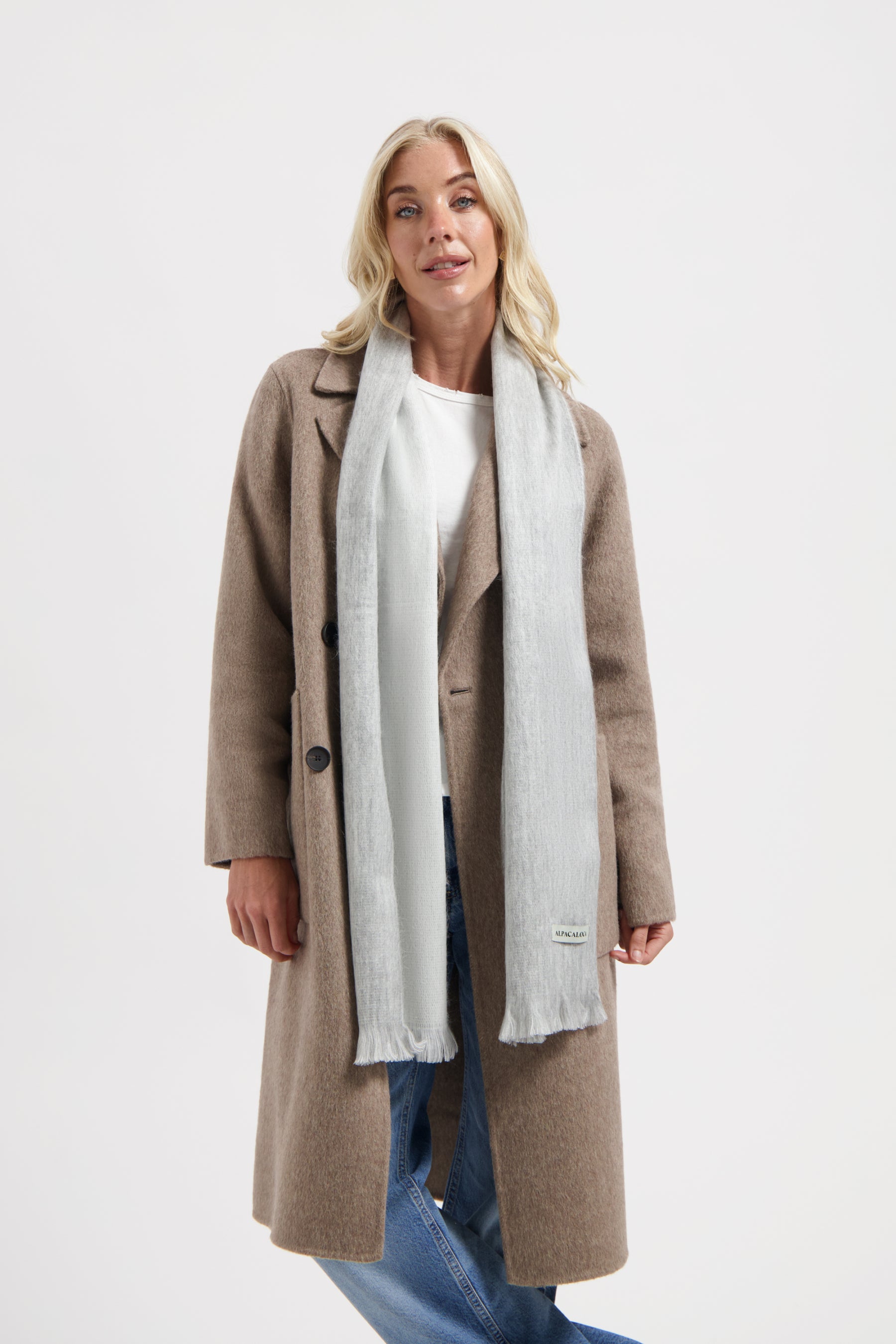 Double Scarf Light Grey/ White