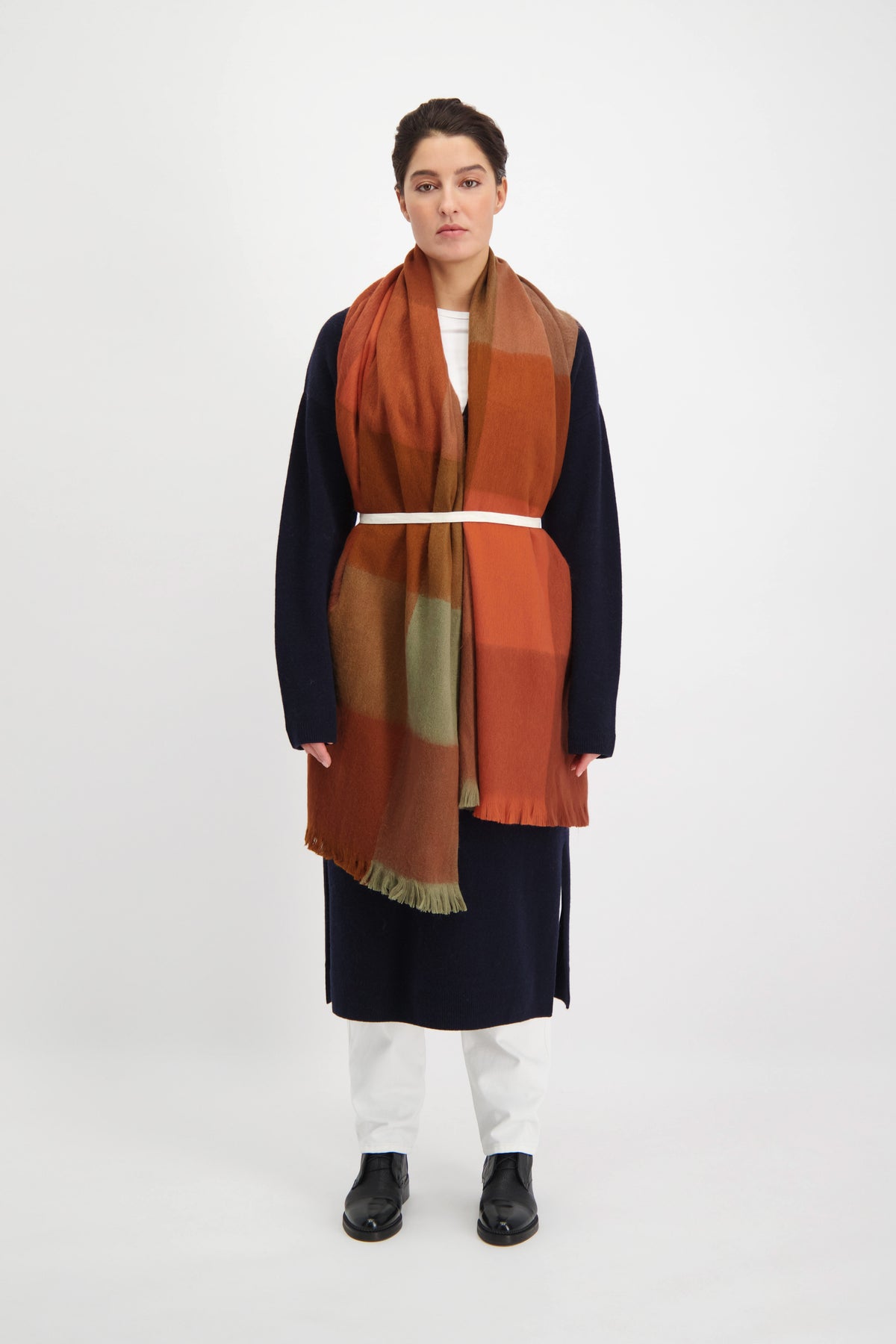 Scarf Blocked Cinnamon, Terracotta & Brown