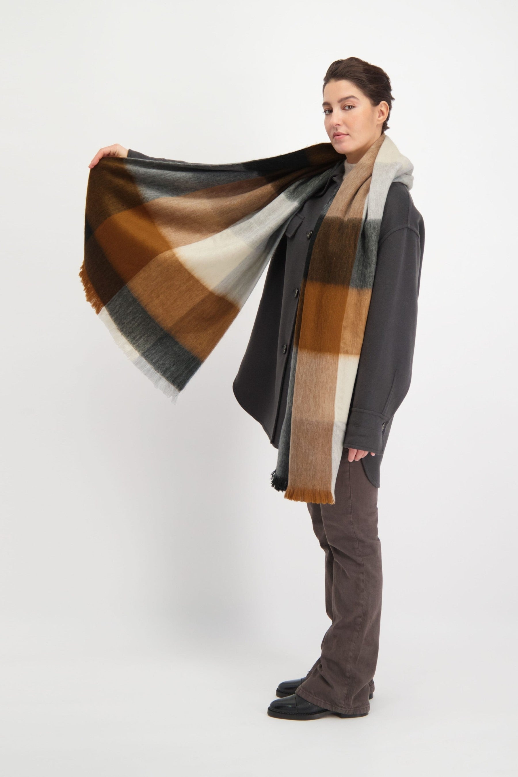 Scarf Blocked Black, Grey and Naturals