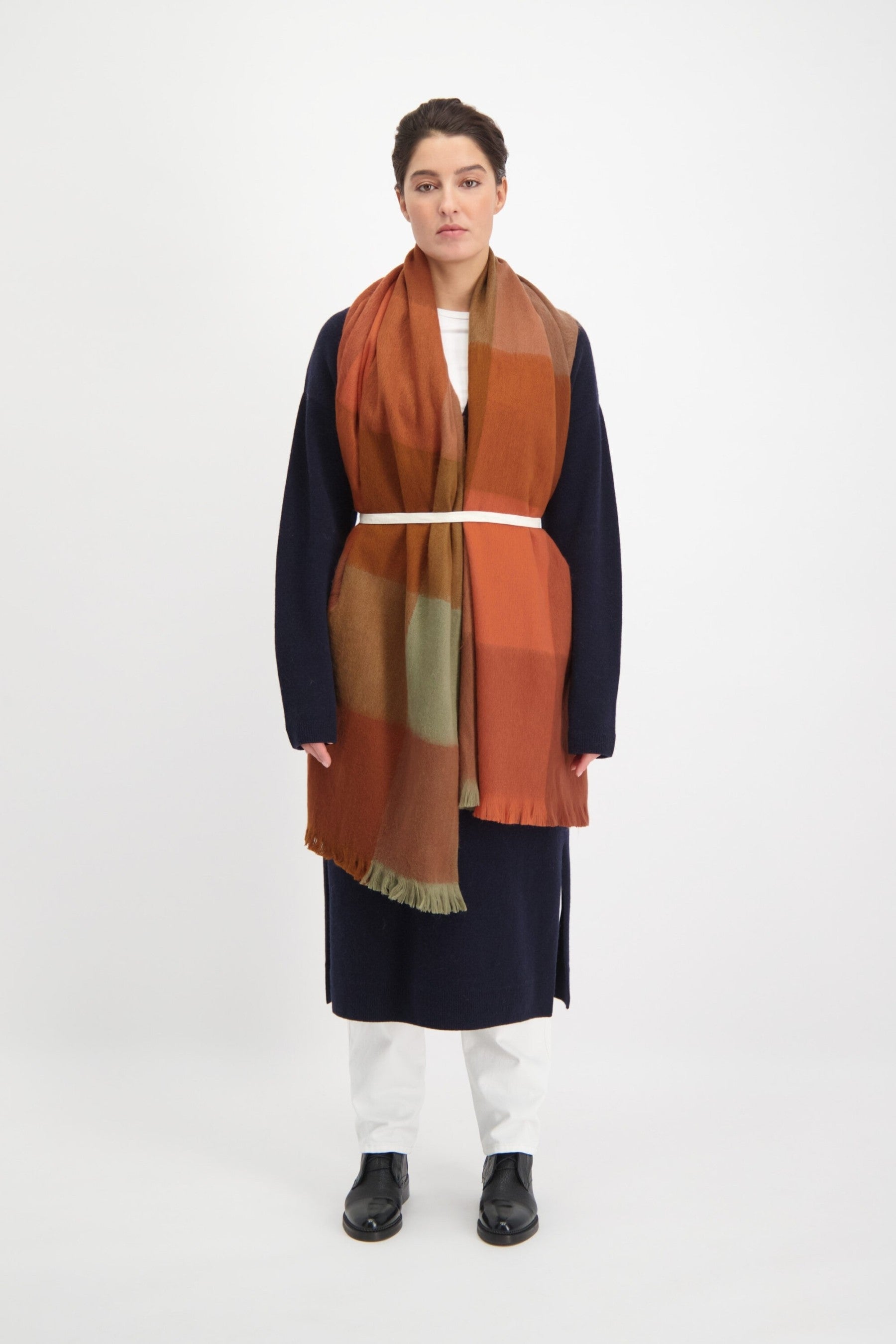Scarf Blocked Cinnamon, Terracotta and Brown