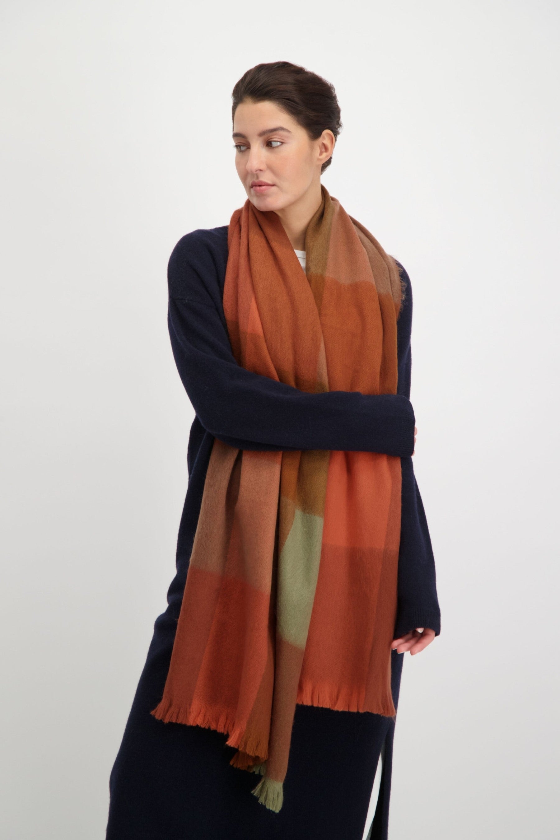 Scarf Blocked Cinnamon, Terracotta and Brown
